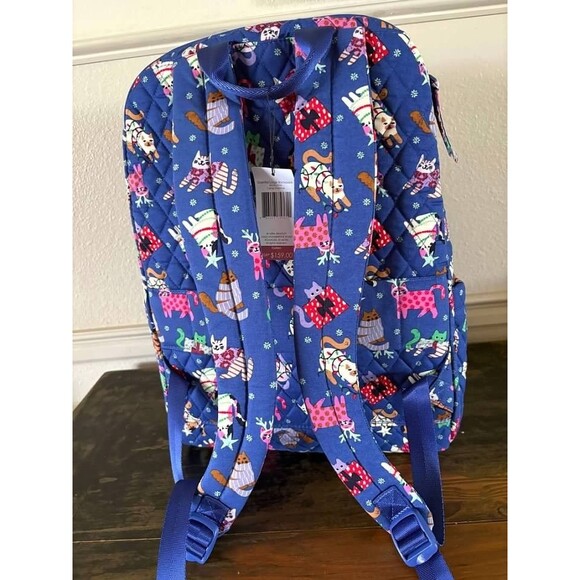 Vera Bradley Large Backpack Cotton Catnip Christmas NWT - Picture 3 of 4